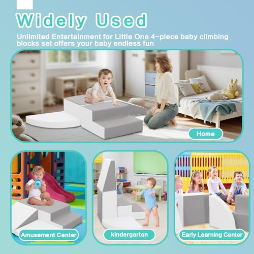 TODIBY Foam Blocks Climbing for Kids: Toddler Toys for Indoor and Outdoor Fun - Soft PU Leather Play Structure for Crawling and Sliding - Ideal for Playhouse and Play Gym Activities - style: Grey/White