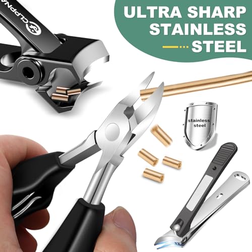 Toenail Clippers for Seniors Thick Toenails, CLPPNA Large Toe Nail Clippers Set for Men with Wide Jaw, Sharp Heavy Duty Ingrown Toenail Clippers Nail Cutter, Long Handle with Slanted Curved Blade - style: 6PCS(Ingrown & Angled & Slanted）