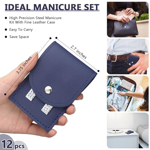Geosar 12 Sets Manicure Gifts Bulk Nail Clippers Pedicure Kit Stainless Steel Professional Pedicure Grooming Kits Nail Care Tools with Travel Case for Women Men Hand Foot Birthday(Dark Blue) - color: Dark Blue