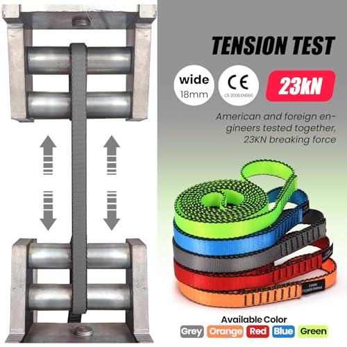 18MM Nylon Climbing Slings Runners 23 kN Strong Webbing Straps for Rock Climbing, Rappelling, Swing, Yoga Hammock etc - color: 1PC Grey, size: 48inch/120cm
