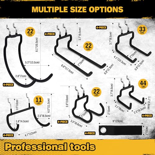 ELEAD 28-Piece Pegboard Hooks with Extension Straps, Heavy Duty Organizer Pegboard Accessories Fit for 1/4" Pegboard, Peg Board Tool Utility Hangers for Power Tool, Drill, Bag, Cord - style: 28-Piece
