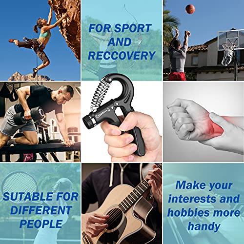 AIXPI Grip Strength Trainer, Hand Grip Exerciser Strengthener with Adjustable Resistance 11-132 Lbs (5-60kg), Forearm Strengthener, Hand Exerciser for Muscle Building and Injury Recover 1 PACK - color: Black