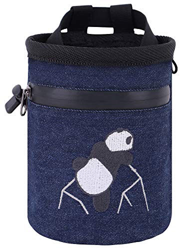 AMC Rock Climbing Panda Design Chalk Bag with Adjustable Belt - color: 7558_Denim Blue