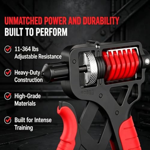 Ergonomic Adjustable H-Grip Hand Trainer, Forearm Strengthener with Counter and Non-Slip Handles, Grip Strength Trainer, Forearm Exerciser, Forearm Strengthener with Counter, Can Strengthen - color: Black, Red