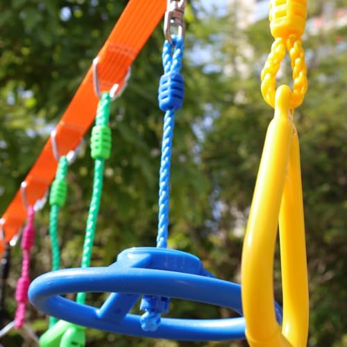 Climbing Gymnastic Rings for Kids - Strong Obstacle Course Ninja Ring Monkey Bars for Outdoor Backyard Play Sets, Swing Set - color: Ninja Rings