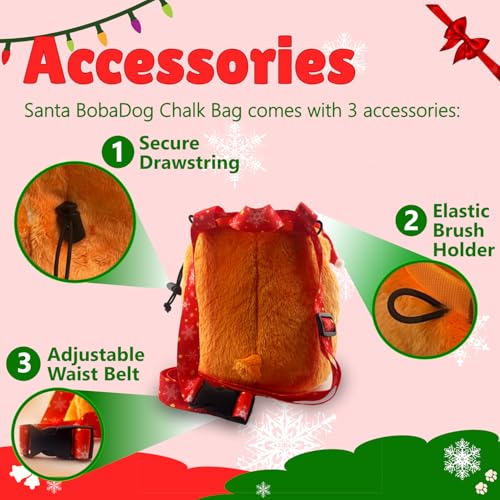 Rock Climbing Chalk Bag + Refillable Ball – Boba Dog Plush Animal Bag - style: Christmas Chalk Bag