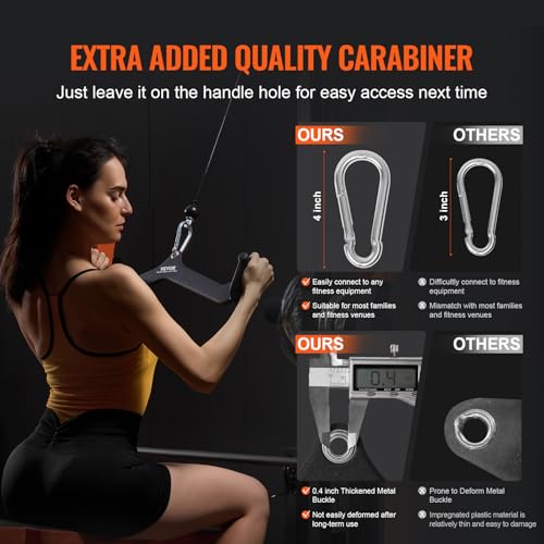 VEVOR LAT Pulldown Attachments, Cable Machine Rowing T-bar V-bar Tricep Pull Down Bar, Back Strength Training Rubber Coated Handle Grip, Bicep Curl Tricep LAT Pulldown Bar for Home Gym Fitness - size: 23x4.5x6.7"