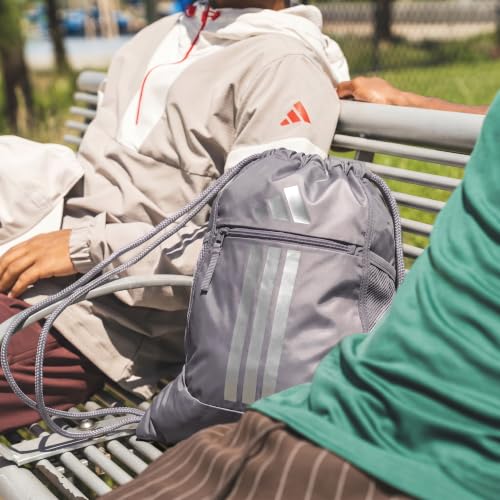 adidas Alliance Sackpack – Drawstring Backpack for Sports, Small Gym Bag - color: Slate Grey/Silver Metallic/3