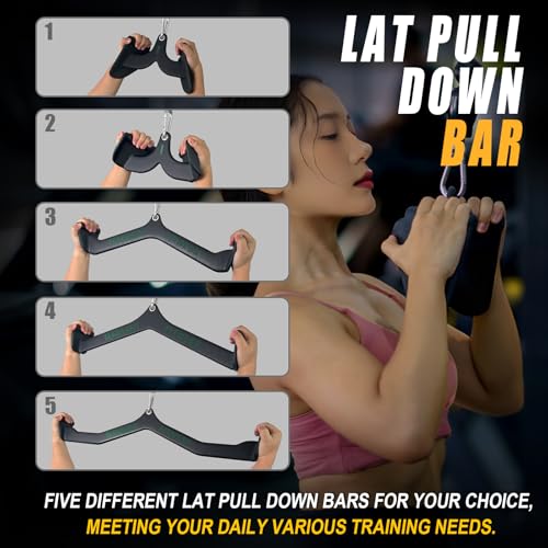 MARSAFIT Home Gym Fitness Rowing T-bar V-bar Pulley Cable Machine Attachment, Bicep Curl Tricep LAT pulldown Bar Back Strength Training Handle Grips LAT Pull Down Bar for Seat Row Workout - style: BTBAR 1909