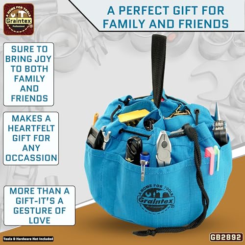 Graintex 18 Pockets Grab Bag Rip-stop Canvas Drawstring Closure, Small Part Organizer Pouch, Small Tools, Screws, Parts, Parachute Tool Bag for Efficient Storage - Royal Blue - color: Royal Blue