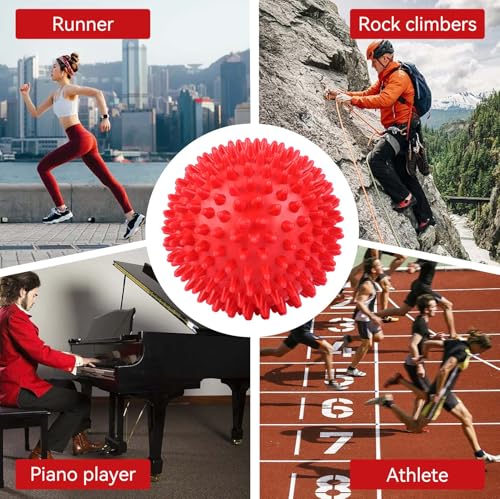 2Pcs Spiky Hard Massage Balls,Soft Spiked Manual Massager Rollers Body Spiky Balls Fitness Finger Relax Tool for Plantar Fasciitis Exercise Back Feet (Large Size 9cm) - color: Red, size: Large size 9cm