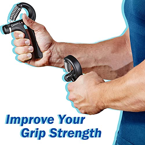 AIXPI Grip Strength Trainer, Hand Grip Exerciser Strengthener with Adjustable Resistance 11-132 Lbs (5-60kg), Forearm Strengthener, Hand Exerciser for Muscle Building and Injury Recover 2 Pack - color: Black