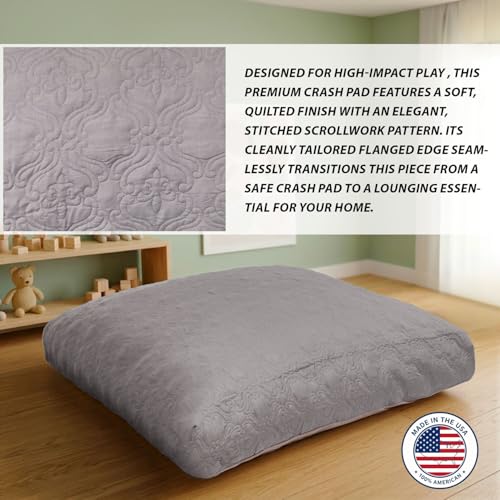 Matini Home 60" X 60" - High-Density Foam Crash Pad with Cover Foam Blocks, Professional Gymnastics Equipment for Impact Support, Jumping and Lounging - Grey Pattern - color: Grey Pattern 60" X 60"