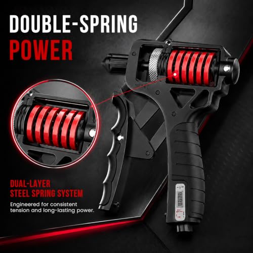 Adjustable 15–400 lb Electronic Grip Strength Trainer – Alloy Frame, Titanium-Plated Steel, TPR Non-Slip Handles - color: Black
