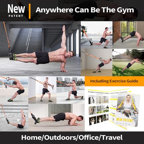 Moulyan Bodyweight Resistance Training Straps,Training straps Complete Home Gym Fitness Trainer kit for Full-Body Workout Easy Setup Gym Home Outdoors