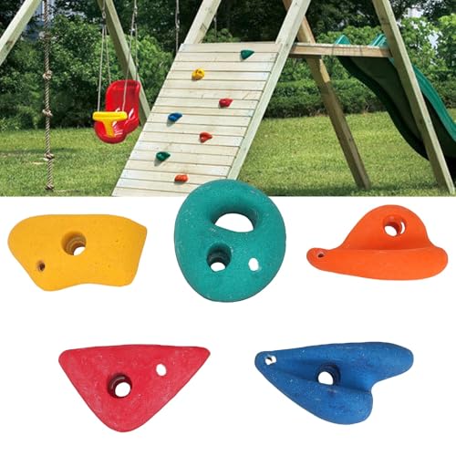 Kids Climbing Holds 5 Pack Colorful Resin Rocks for Indoor Outdoor Playground with Mounting Hardware