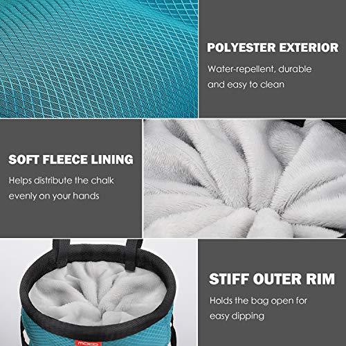 Moko Rock Climbing Chalk Bag, Bouldering Chalk Pot Bucket with Adjustable Belt & Carabiner Drawstring Climbing Gear - color: Light Blue, style: Straight Cylinder