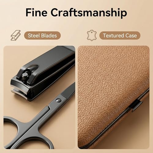 16pcs, Luxury Stainless Steel, Nail and Foot Repair kit, Professional Nail Clippers, Premium Leather Portable Box
