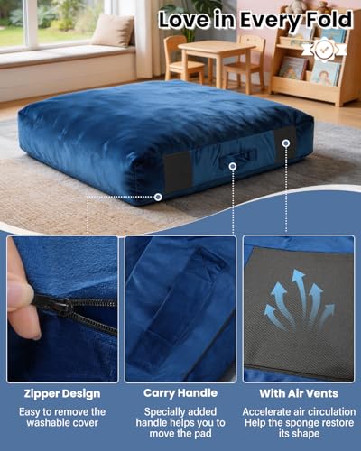 Crash Pads for Kids Sensory, Climbing Crash Pads, Crash Mat Sensory Room Play Equipment, Soft Foam Landing Zone, Luxe Velour, Cover Washable - size: 3.3FT