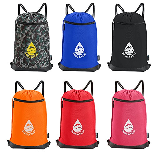 Skog Å Kust GymSak | Patented 2-in-1 Drawstring Cinch Bag with Removable Waterproof Dry Bag | Red - color: Red