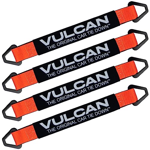 VULCAN Car Tie Down Axle Strap with Wear Pad - 2 Inch x 22 Inch - 4 Pack - PROSeries - 3,300 Pound Safe Working Load - size: 2" x 22" ProSeries Orange (4 Pack)