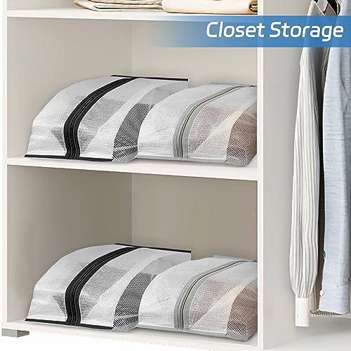 MISSLO Waterproof Shoe Bags for Travel 4 Pack XX-Large Shoe Storage Bag Clear Sneaker Pouch Portable Boots Organizer with Sturdy Zipper for Men & Women