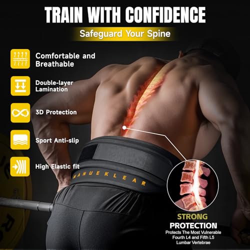 MANUEKLEAR 2-in-1 Weightlifting Belt & Dip Belt with 36.7 IN Rope, Double-Layer Weight Lifting Belts, Powerlifting Gym Weighted Belt for Pull Up Squat - color: Midnight Black, size: M(30-33in)