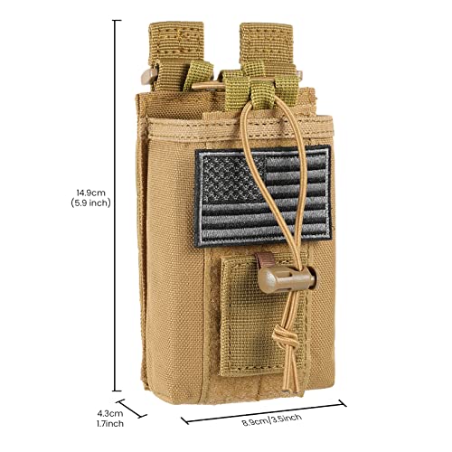FRTKK Tactical Radio Holder Radio Holster Molle Radio Pouch Universal Radio Case Military Heavy Duty Radio Bag for Police Firefighter Two Ways Walkie Talkies Vest (Tan) - color: Tan