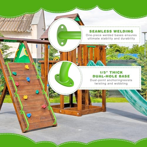 Dolibest 6 Pack 17 Inch Playground Handles, Metal Monkey Bars Indoor & Outdoor, Heavy Duty Ceiling Grab Bars & Wider Base for Climbing Frames, Treehouses, Swing Sets, Wall Ladders & Bunk Beds –Green - color: ‎green 2- 17 Inch-6pcs