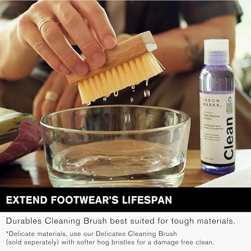 Jason Markk Essential Kit, Shoe Cleaner, 2-Piece Set, Deep Cleaning Solution & Durables Brush, Sneaker Care, Ideal for Footwear, Safe for Midsoles, Full-Grain Leather, Rubber, Plastic, and More, 4oz