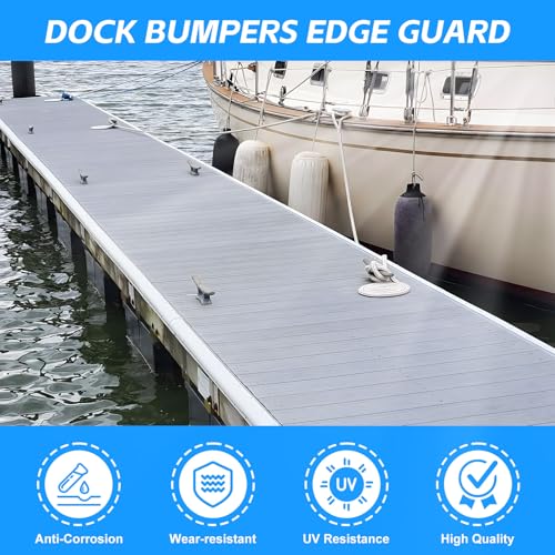 5 Pack Dock Edging Side Gard, 10 Feet Dock Guard with Heavy Wall Sections for Greater Protection – Commercial Grade Double Molded Material (White) - color: 10 Feet White, style: Right angle 5pack