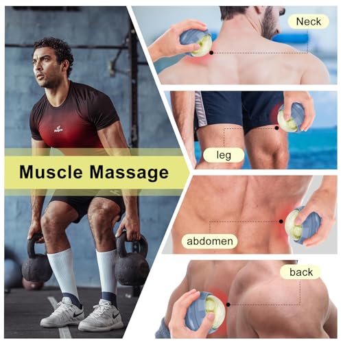 ideayard Massage Stone Jade Ball for Full Body Massage Lacrosse Ball Massager, Back Massage Tool, Self Massage Ball for Sore Muscle - color: Blue