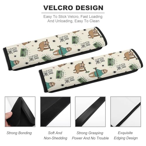 2 Pack Universal Soft and Comfortable Seat Belt Cover for Kids, Car Seats Pushchair Strollers High Chair Pushchair, Cute Sloth Seat Belt Cushion - color: Pattern 385