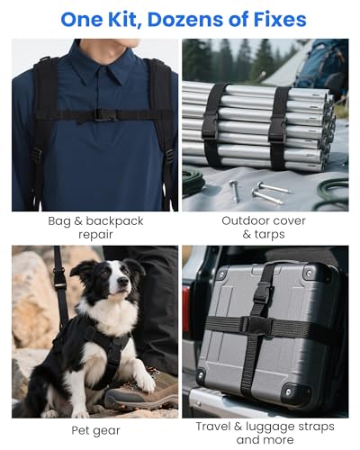 1-Inch Buckle and Strap Kit, 6-Yard Polyester Webbing, 6 Buckles | 6 yards of 1-inch polyester webbing with 6 quick-release buckles and 12 triglides for backpacks, collars and DIY gear straps.