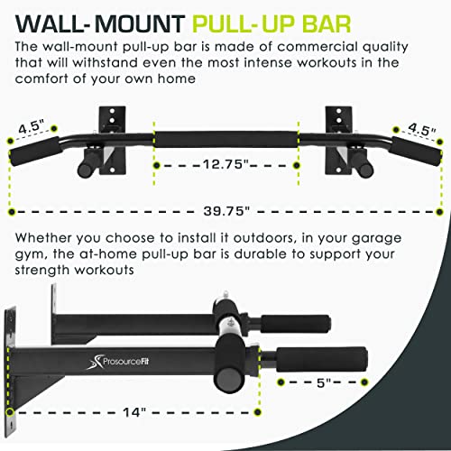 ProsourceFit Pull Up Bar for Multi Use Fitness & Home Gym Exercise - style: Wall Mount