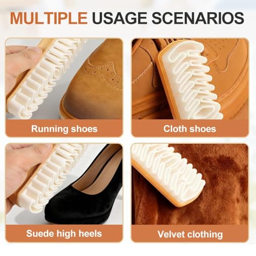 Suede Brush for Shoes, 2026 Suede and Nubuck Cleaner Kit, Soft Rubber Cleaning Brush with Wooden Handle, Suede Shoe Cleaner for Boots, Bags, Jackets, Couch & Sneakers (1)