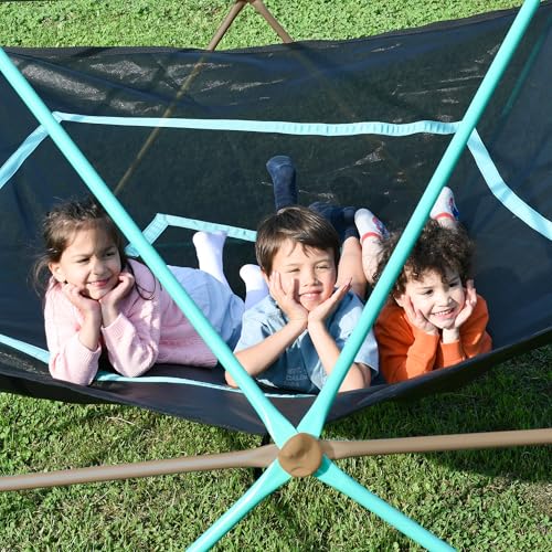 Merax 13FT Climbing Dome with Hammock, Outdoor Geometric Dome Climber | Playground Climber for Kids 3-10 Supporting 1000 lbs, Easy Assembly Play Center Jungle Gym - style: 13FT Blue & Coffee