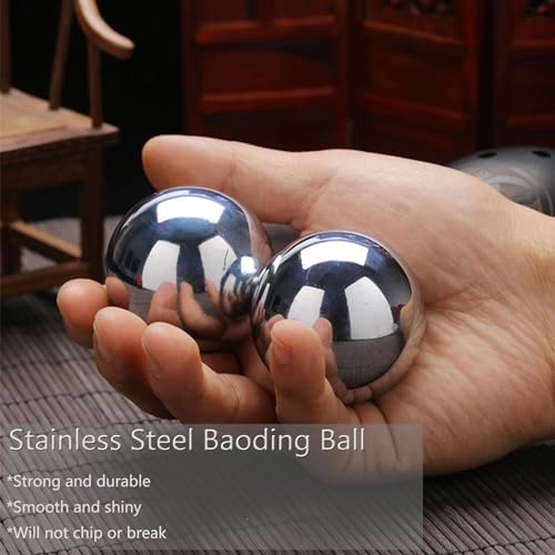 Stainless Steel Baoding Balls Set, 2 Inches Chinese Health Balls, Metal Stress Relief Hand Massage Balls No Chime for Hand Exercise, Hands Therapy - size: Large-2"
