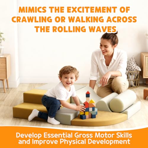 OUTLANE Climbing Toys for Toddlers, Foam Climbing Blocks, Indoor Climb & Crawl Playset, 6 Piece Set, Yellow - color: 6-piece