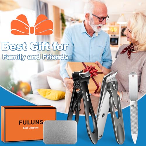 Toenail Clippers for Seniors Thick Toenails, Large Nail Clippers for Men Thick Nails with 16MM Wide Jaw Opening, Heavy Duty Sharp Slanted Fingernail Clipper Nail Cutter Gifts for Men Women Adults - style: Black Toenail Clippers Set