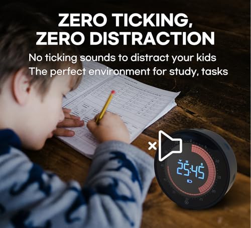 Visual Digital Timer - 60 Min Countdown & Count Up, Large LED Screen with Red Visual Disc, Magnetic Silent Timer for Kids, Seniors, Classroom, Kitchen Cooking, ADHD & Autism Productivity Tool