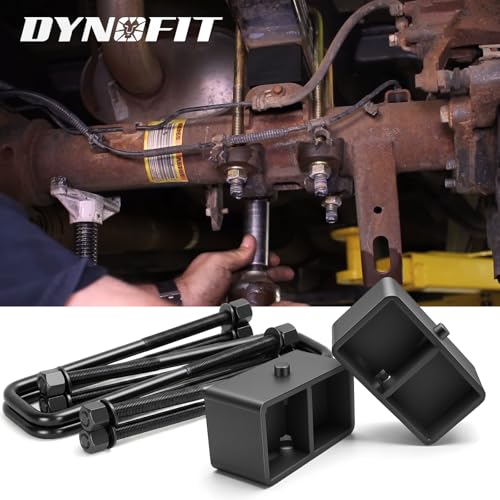 dynofit 3 Inch Rear Lift Blocks for Silverado 1500 Sierra 1500 2WD 4WD(2007-2024), Leveling Block Kit Compatible with Chevy GMC Pickup, Square Leaf Spring Axle Ubolt Kit - size: 3inch rear