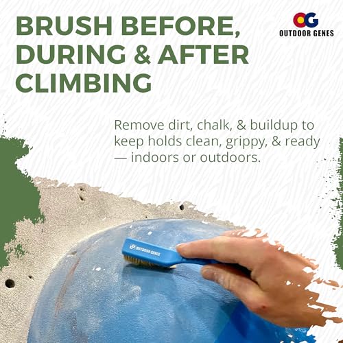 Rock Climbing Brush, 2-Pack Boar Hair Hold Cleaning Brushes | Natural Boar Hair Bristles, Ergonomic Handle, Indoor & Outdoor Holds, Compact Travel Size, Green & Blue Set