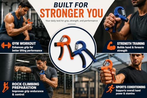 Adjustable Hand Grip Strengthener 11-132 lbs (5-60kg) – Forearm Grip Trainer for Muscle Building, Finger Exerciser for Injury Recovery, Rock Climbing, Gym Workout, Physical Therapy Training Equipment