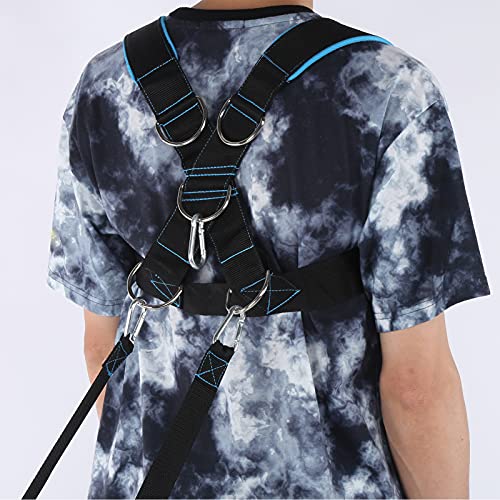 Weight Bearing Shoulder Strap, Nylon Resistances Strength Training Shoulder Bands Pulling Sled Harness Vest Bands with Pulling Strap for Football Workout - color: Black Blue