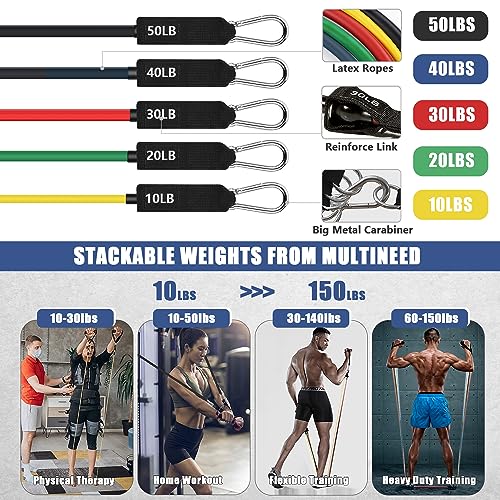 23Pcs Resistance Bands Set Workout Bands, 5 Stackable Exercise Bands with Handles, 5 Resistance Loop Bands, Jump Rope, Figure 8 Resistance Bands, Headband, Cooling Towel | 5 Exercise Bands with Handles, 5 Resistance Loop Bands, Jump Rope, Figure 8 Resista