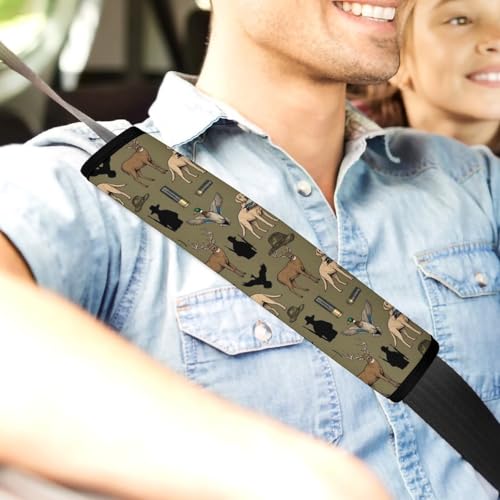 2PCS Hunting Green Deer Camouflage Car Seat Belt Pad Universal Soft and Comfortable Harness Pads Strap for Kids, Car Seats Pushchair Strollers High Chair Pushchair - color: Pattern 430