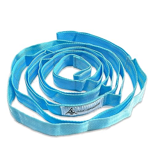 Stretching Strap Yoga Strap with Loops, Stretch Straps for Physical Therapy, Non-Elastic Exercise Strap for Pilates, Dance and Gymnastics with Workout Guide - color: Light Blue
