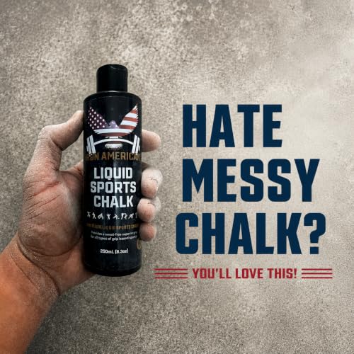 IRON AMERICAN Liquid Chalk - No-Mess Long-Lasting Grip Chalk for Weightlifting, Gymnastics, Rock Climbing, and Fitness Training - Advanced Hand Chalk for Gym - size: 2-PACK (250 mL)
