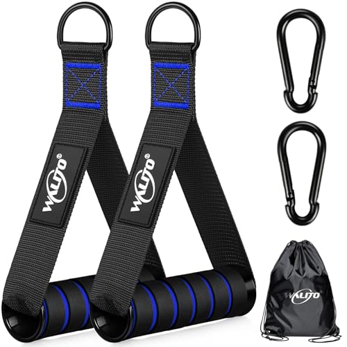 Exercise Handles, Cable Machine Handles for Gym Cable Attachments Training | 2 Pack Heavy Duty Handle with Non Slip Grip for Cable Machines, Pull Down Workouts, Resistance Bands and Home Gym Equipment - color: Black-Blue